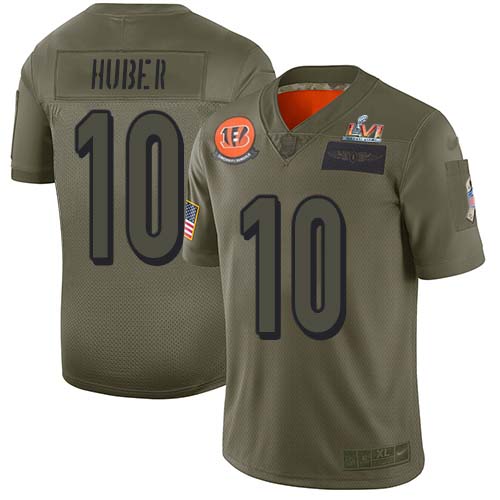 Nike Cincinnati Bengals #10 Kevin Huber Camo Super Bowl LVI Patch Stitched NFL Limited 2019 Salute To Service Jersey