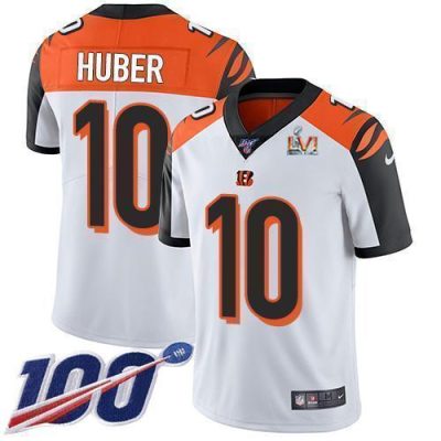 Nike Cincinnati Bengals #10 Kevin Huber White Super Bowl LVI Patch Stitched NFL 100th Season Vapor Limited Jersey
