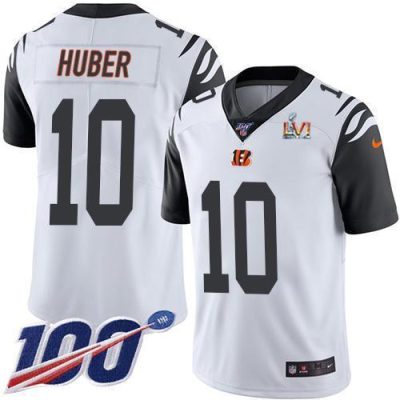 Nike Cincinnati Bengals #10 Kevin Huber White Super Bowl LVI Patch Stitched NFL Limited Rush 100th Season Jersey