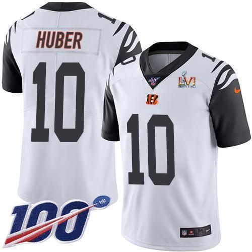 Nike Cincinnati Bengals #10 Kevin Huber White Super Bowl LVI Patch Stitched NFL Limited Rush 100th Season Jersey