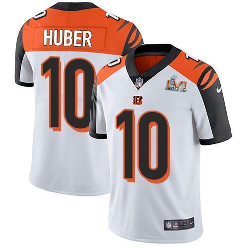 Nike Cincinnati Bengals #10 Kevin Huber White Super Bowl LVI Patch Stitched NFL Vapor Untouchable Limited Jersey