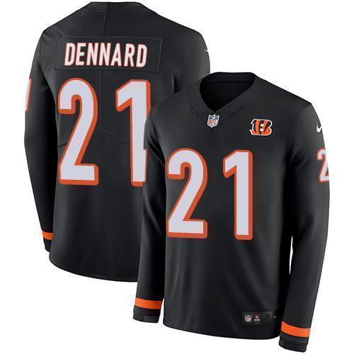 Nike Cincinnati Bengals #21 Darqueze Dennard Black Team Color Stitched NFL Limited Therma Long Sleeve Jersey