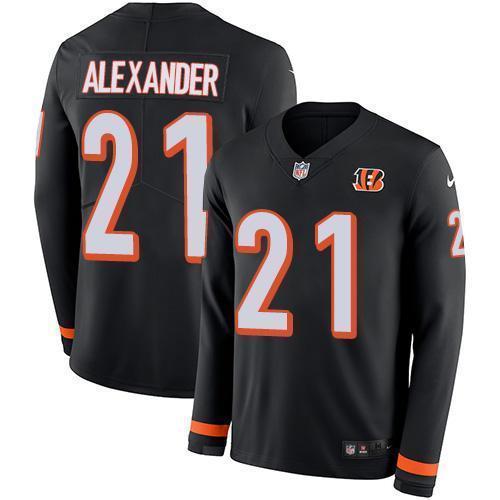 Nike Cincinnati Bengals #21 Mackensie Alexander Black Team Color Stitched NFL Limited Therma Long Sleeve Jersey