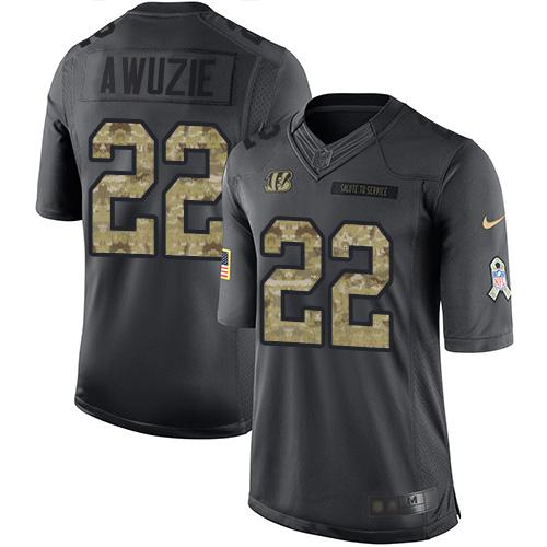 Nike Cincinnati Bengals #22 Chidobe Awuzie Black Stitched NFL Limited 2016 Salute to Service Jersey Youth