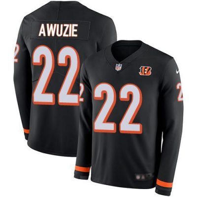 Nike Cincinnati Bengals #22 Chidobe Awuzie Black Team Color Stitched NFL Limited Therma Long Sleeve Jersey