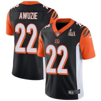 Nike Cincinnati Bengals #22 Chidobe Awuzie Black Team Color Super Bowl LVI Patch Stitched NFL Vapor Untouchable Limited Jersey Youth