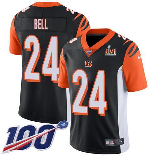 Nike Cincinnati Bengals #24 Vonn Bell Black Team Color Super Bowl LVI Patch Stitched NFL 100th Season Vapor Limited Jersey