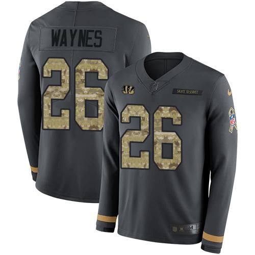 Nike Cincinnati Bengals #26 Trae Waynes Anthracite Salute to Service Stitched NFL Limited Therma Long Sleeve Jersey