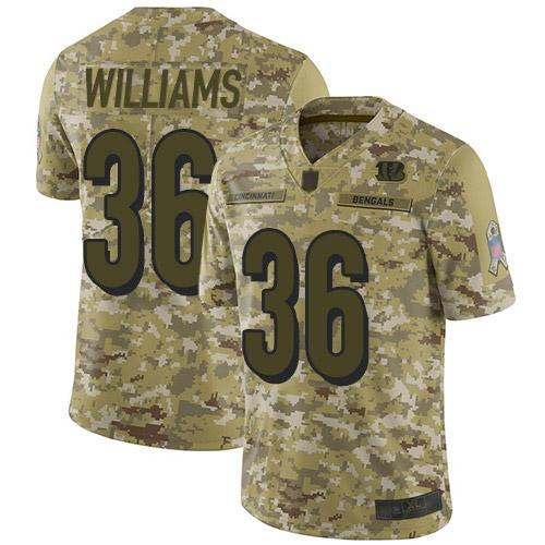 Nike Cincinnati Bengals #36 Shawn Williams Camo Stitched NFL Limited 2018 Salute To Service Jersey