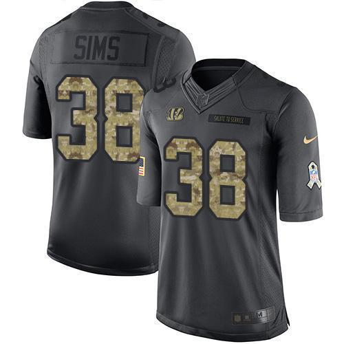 Nike Cincinnati Bengals #38 LeShaun Sims Black Stitched NFL Limited 2016 Salute to Service Jersey