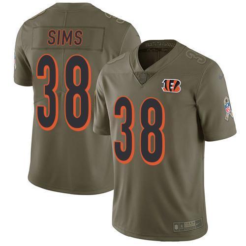 Nike Cincinnati Bengals #38 LeShaun Sims Olive Stitched NFL Limited 2017 Salute To Service Jersey