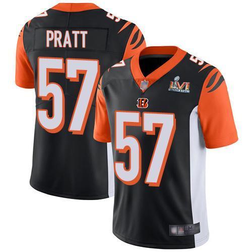 Nike Cincinnati Bengals #57 Germaine Pratt Black Team Color Super Bowl LVI Patch Stitched NFL Vapor Untouchable Limited Jersey
