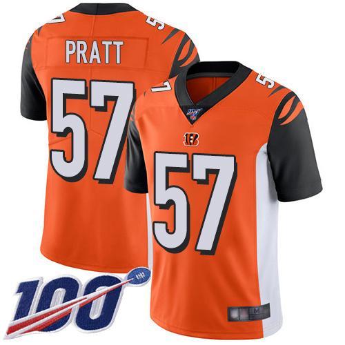 Nike Cincinnati Bengals #57 Germaine Pratt Orange Alternate Stitched NFL 100th Season Vapor Limited Jersey