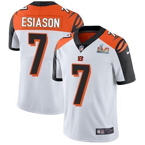 Nike Cincinnati Bengals #7 Boomer Esiason White Super Bowl LVI Patch Stitched NFL Vapor Untouchable Limited Jersey