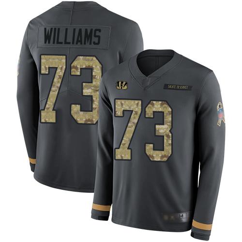 Nike Cincinnati Bengals #73 Jonah Williams Anthracite Salute to Service Stitched NFL Limited Therma Long Sleeve Jersey