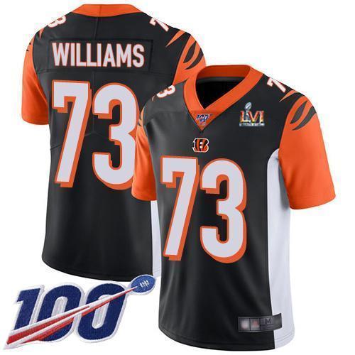 Nike Cincinnati Bengals #73 Jonah Williams Black Team Color Super Bowl LVI Patch Stitched NFL 100th Season Vapor Limited Jersey