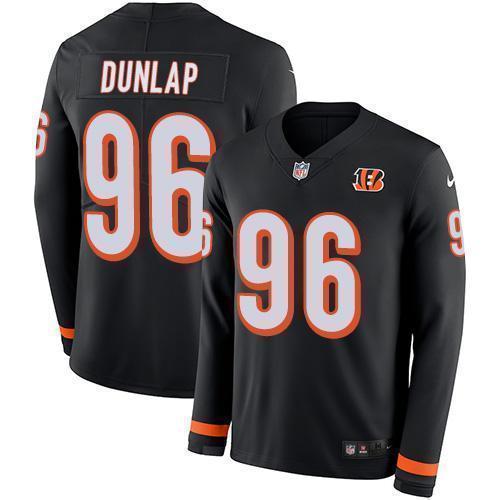 Nike Cincinnati Bengals #96 Carlos Dunlap Black Team Color Stitched NFL Limited Therma Long Sleeve Jersey