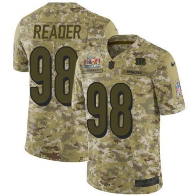 Nike Cincinnati Bengals #98 D.J. Reader Camo Super Bowl LVI Patch Stitched NFL Limited 2018 Salute To Service Jersey