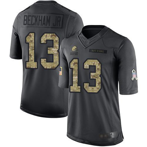 Nike Cleveland Browns #13 Odell Beckham Jr Black Stitched NFL Limited 2016 Salute to Service Jersey