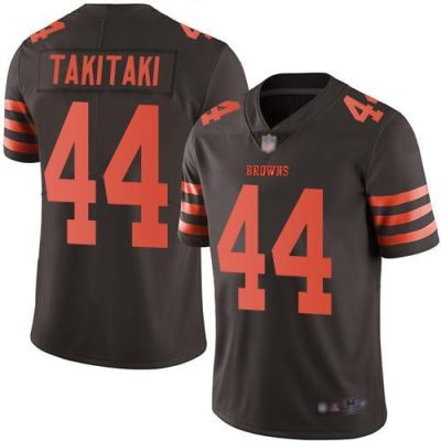 Nike Cleveland Browns #44 Sione Takitaki Brown Stitched NFL Limited Rush Jersey