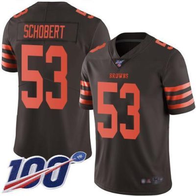 Nike Cleveland Browns #53 Joe Schobert Brown Stitched NFL Limited Rush 100th Season Jersey