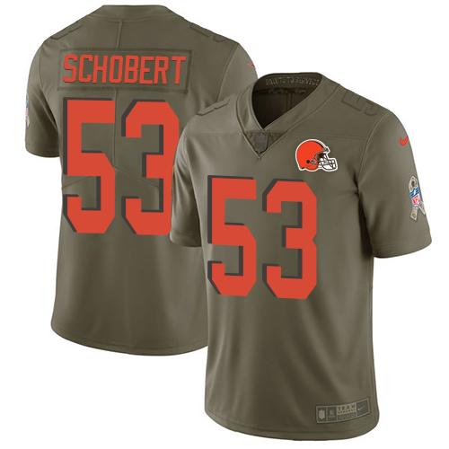 Nike Cleveland Browns #53 Joe Schobert Olive Stitched NFL Limited 2017 Salute To Service Jersey