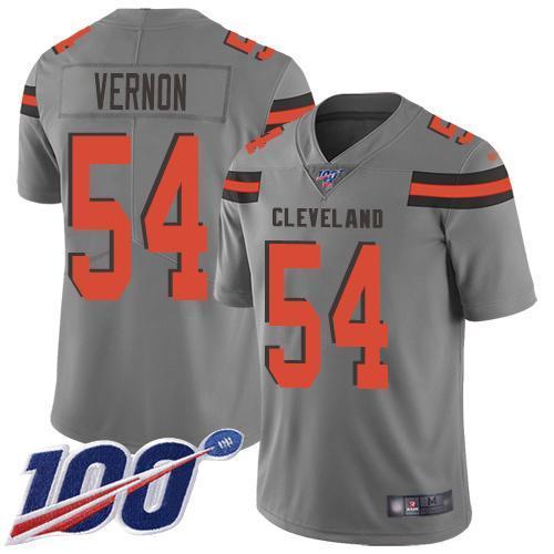 Nike Cleveland Browns #54 Olivier Vernon Gray Stitched NFL Limited Inverted Legend 100th Season Jersey