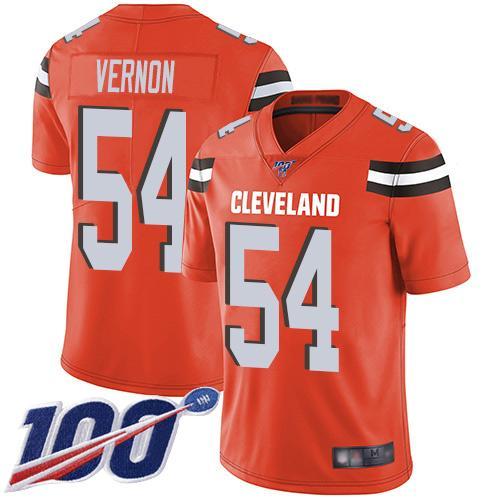 Nike Cleveland Browns #54 Olivier Vernon Orange Alternate Stitched NFL 100th Season Vapor Limited Jersey