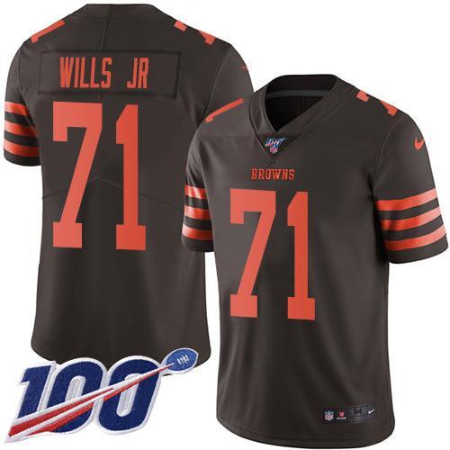 Nike Cleveland Browns #71 Jedrick Wills JR Brown Stitched NFL Limited Rush 100th Season Jersey