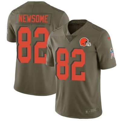Nike Cleveland Browns #82 Ozzie Newsome Olive Stitched NFL Limited 2017 Salute To Service Jersey