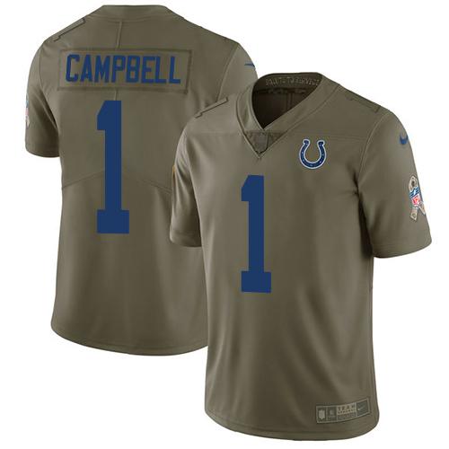 Nike Colts #1 Parris Campbell Olive Stitched NFL Limited 2017 Salute To Service Jersey