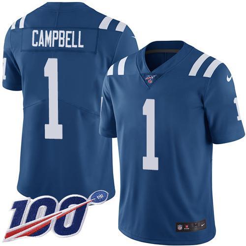 Nike Colts #1 Parris Campbell Royal Blue Team Color Stitched NFL 100th Season Vapor Limited Jersey