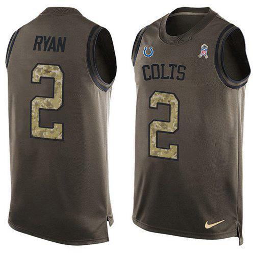 Nike Colts #2 Matt Ryan Green Stitched NFL Limited Salute To Service Tank Top Jersey