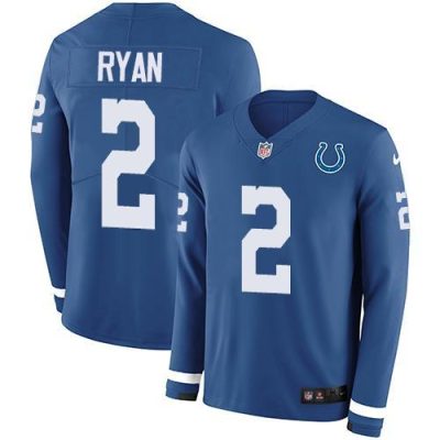 Nike Colts #2 Matt Ryan Royal Blue Team Color Stitched NFL Limited Therma Long Sleeve Jersey