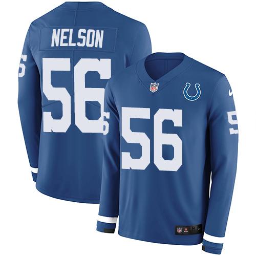 Nike Colts #56 Quenton Nelson Royal Blue Team Color Stitched NFL Limited Therma Long Sleeve Jersey