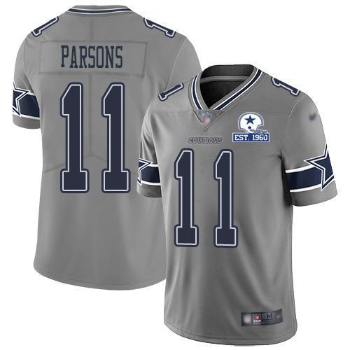 Nike Cowboys #11 Micah Parsons Gray Stitched With Established In 1960 Patch NFL Limited Inverted Legend Jersey