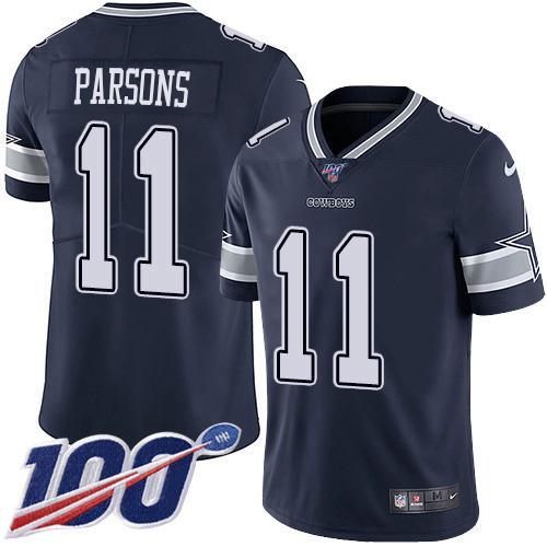 Nike Cowboys #11 Micah Parsons Navy Blue Team Color Stitched NFL 100th Season Vapor Untouchable Limited Jersey