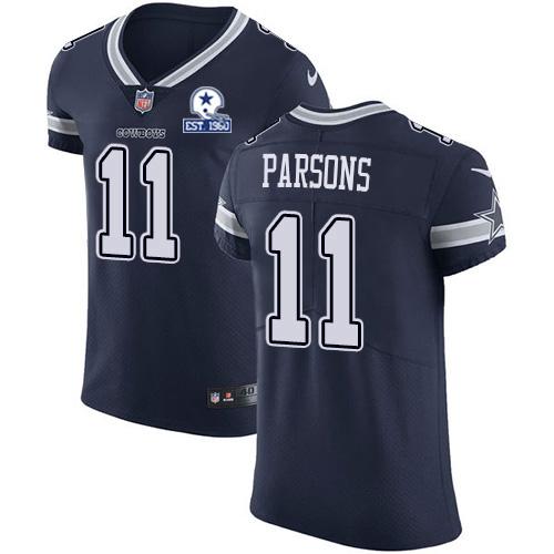 Nike Cowboys #11 Micah Parsons Navy Blue Team Color Stitched With Established In 1960 Patch NFL Vapor Untouchable Elite Jersey