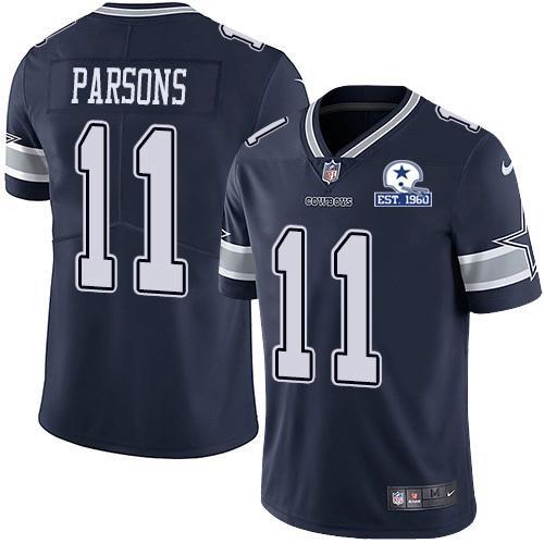 Nike Cowboys #11 Micah Parsons Navy Blue Team Color Stitched With Established In 1960 Patch NFL Vapor Untouchable Limited Jersey