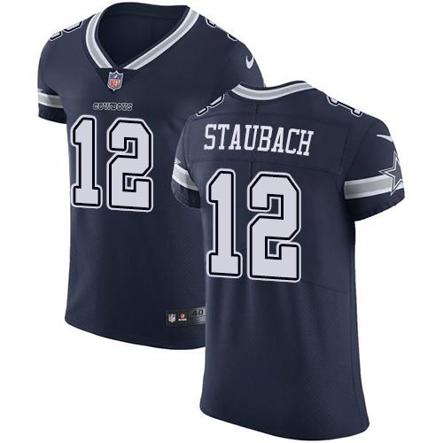 Nike Cowboys #12 Roger Staubach Navy Blue Team Color Stitched NFL Vapor Untouchable Elite Jersey