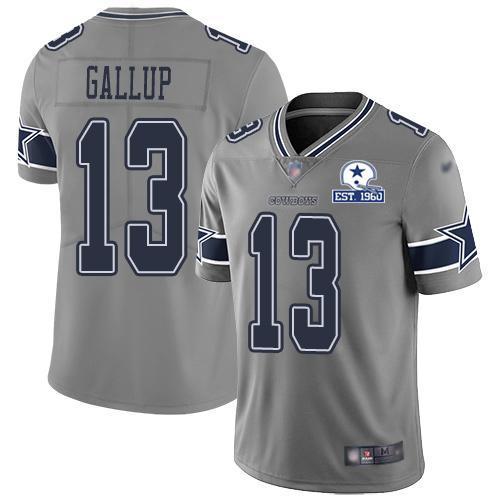 Nike Cowboys #13 Michael Gallup Gray Stitched With Established In 1960 Patch NFL Limited Inverted Legend Jersey