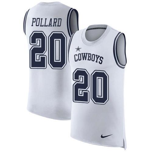 Nike Cowboys #20 Tony Pollard White Stitched NFL Limited Rush Tank Top Jersey