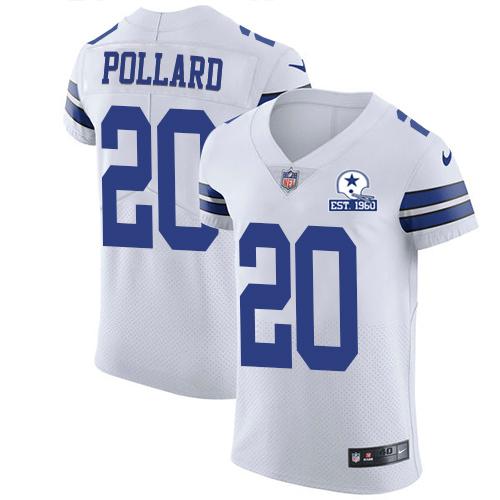 Nike Cowboys #20 Tony Pollard White Stitched With Established In 1960 Patch NFL New Elite Jersey