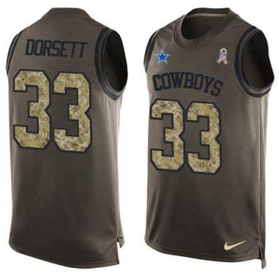 Nike Cowboys #33 Tony Dorsett Green Stitched NFL Limited Salute To Service Tank Top Jersey