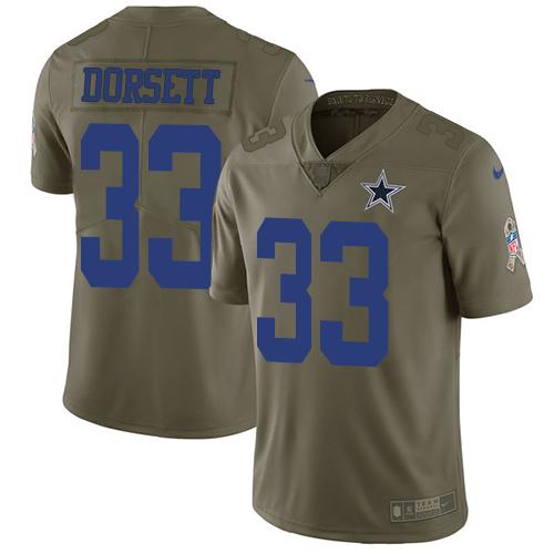 Nike Cowboys #33 Tony Dorsett Olive Stitched NFL Limited 2017 Salute To Service Jersey