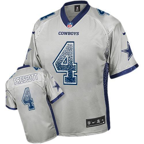 Nike Cowboys #4 Dak Prescott Grey Stitched NFL Elite Drift Fashion Jersey