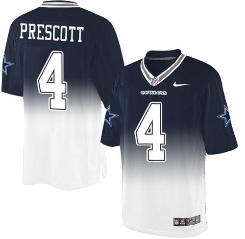 Nike Cowboys #4 Dak Prescott Navy Blue/White Stitched NFL Elite Fadeaway Fashion Jersey