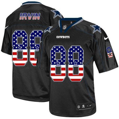 Nike Cowboys #88 Michael Irvin Black Stitched NFL Elite USA Flag Fashion Jersey