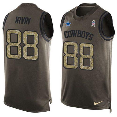 Nike Cowboys #88 Michael Irvin Green Stitched NFL Limited Salute To Service Tank Top Jersey