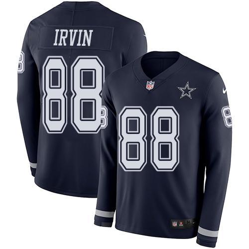 Nike Cowboys #88 Michael Irvin Navy Blue Team Color Stitched NFL Limited Therma Long Sleeve Jersey